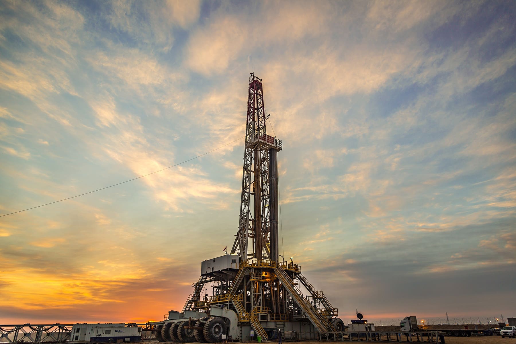 Drilling rig at dusk